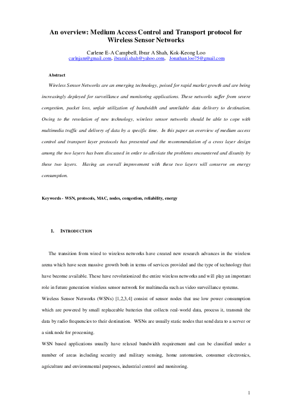 (PDF) An Overview: Medium Access Control and Transport protocol for ...