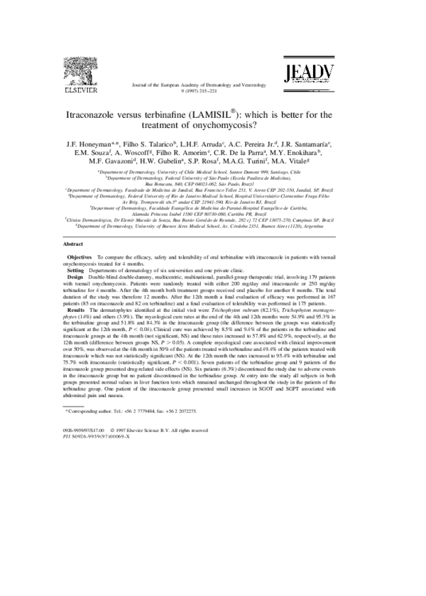 (PDF) Itraconazole versus terbinafine (LAMISIL®) which is better for
