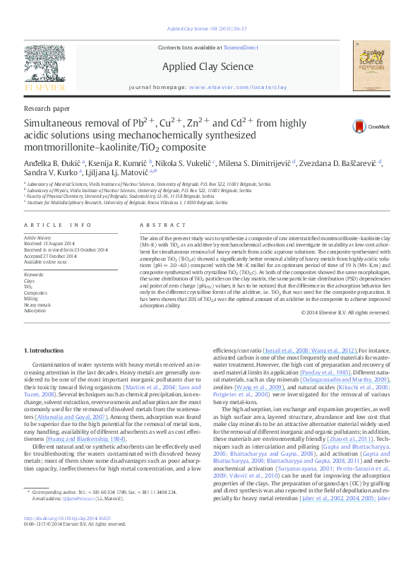 (PDF) Simultaneous removal of Pb2+, Cu2+, Zn2+ and Cd2+ from highly ...