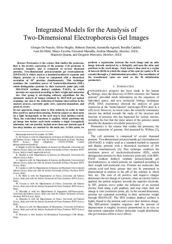 (PDF) Integrated model for the analysis of two-dimensional electrophore ...