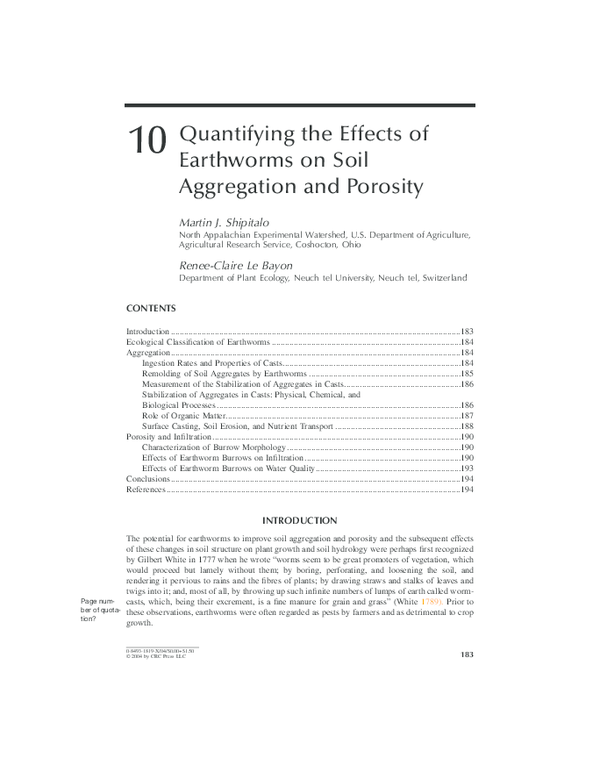 (PDF) Quantifying the Effects of Earthworms on Soil Aggregation and ...