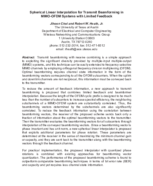 (PDF) Spherical Linear Interpolation for Transmit Beamforming in MIMO ...