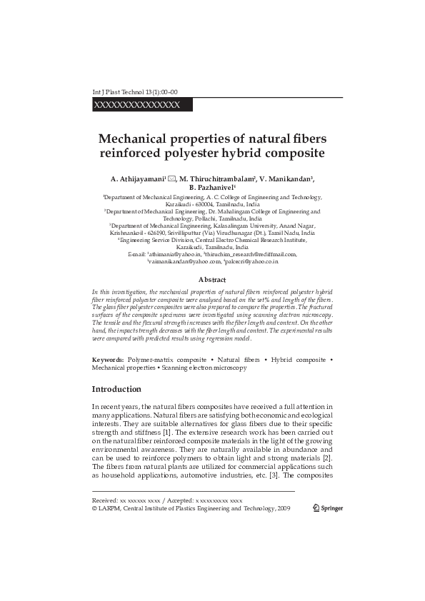 (PDF) Mechanical properties of natural fibers reinforced sustainable ...