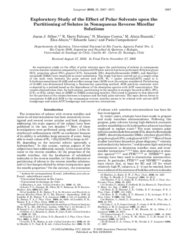 (PDF) Exploratory Study of the Effect of Polar Solvents upon the ...