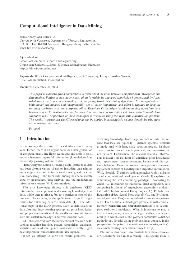 (PDF) Computational Intelligence in Data Mining