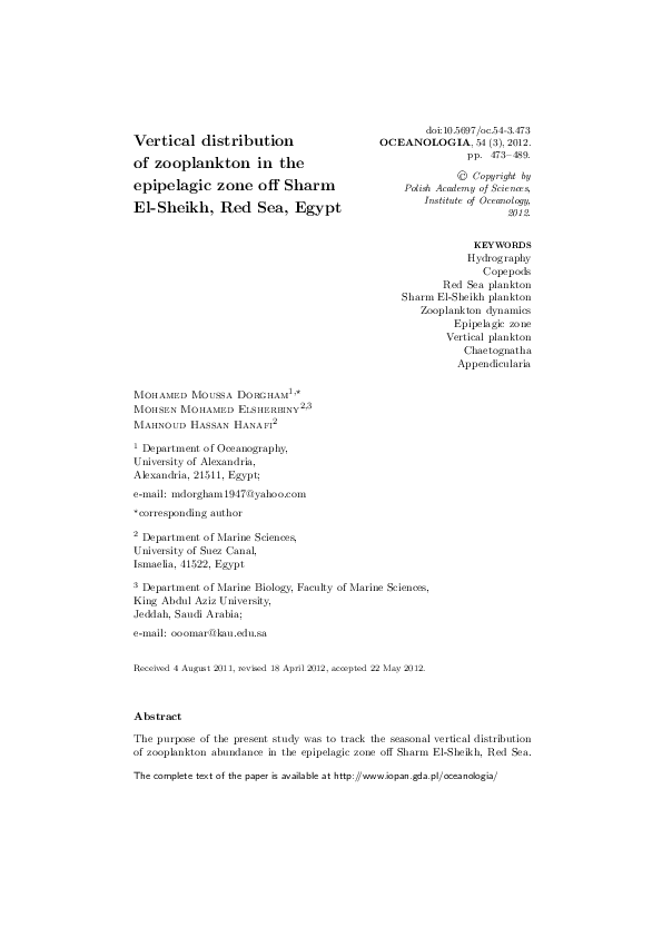 (PDF) Vertical distribution of zooplankton in the epipelagic zone off ...
