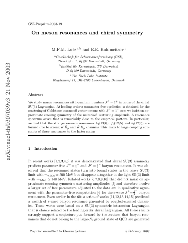(PDF) On meson resonances and chiral symmetry