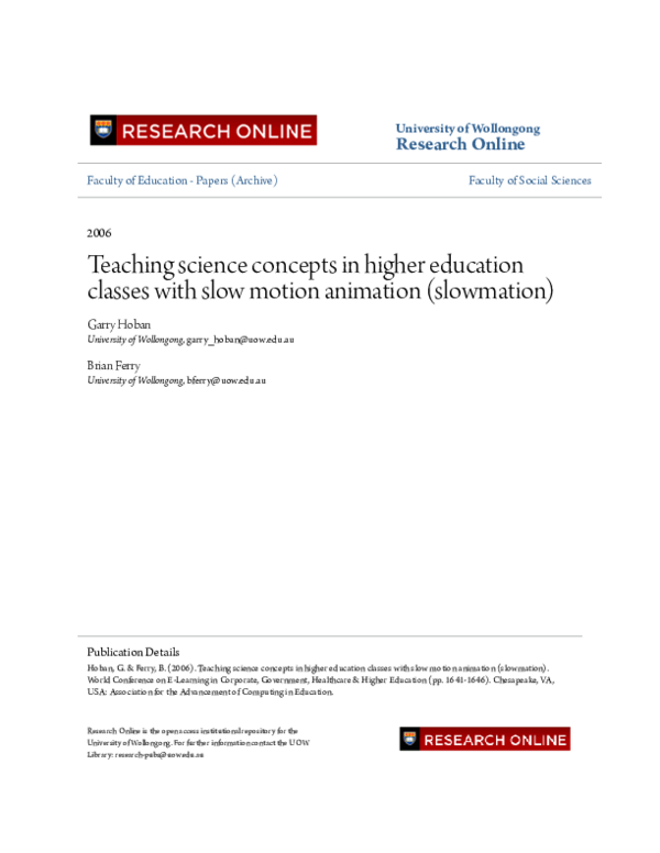 (PDF) Teaching science concepts in higher education classes with slow ...