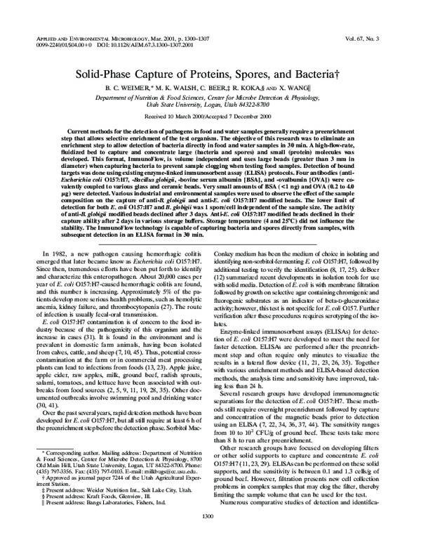 (PDF) Solid-Phase Capture of Proteins, Spores, and Bacteria