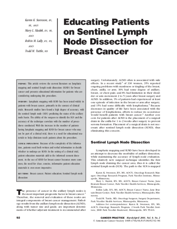 (PDF) Educating Patients on Sentinel Lymph Node Dissection for Breast ...
