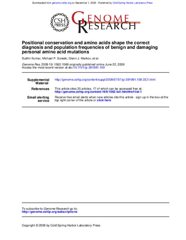 (PDF) Positional conservation and amino acids shape the correct ...