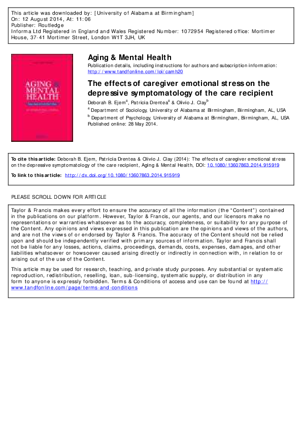 (PDF) The effects of caregiver emotional stress on the depressive ...