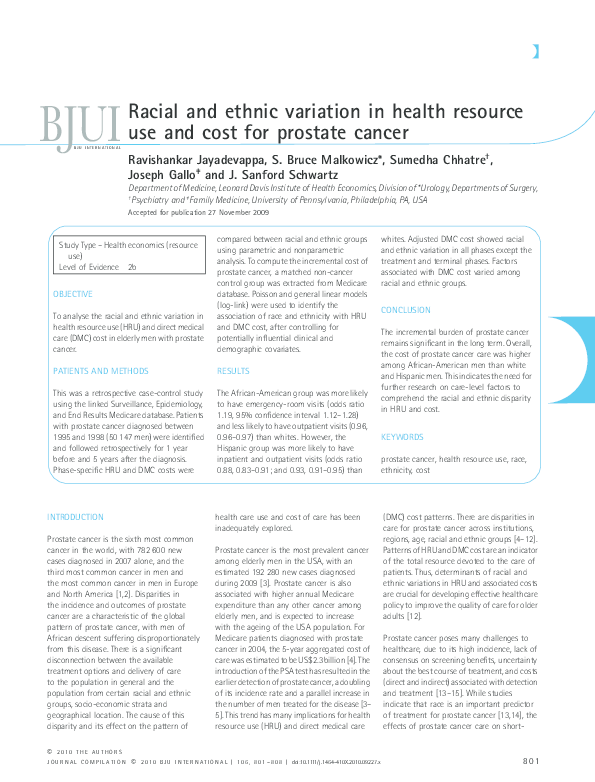 (PDF) Racial and ethnic variation in health resource use and cost for ...