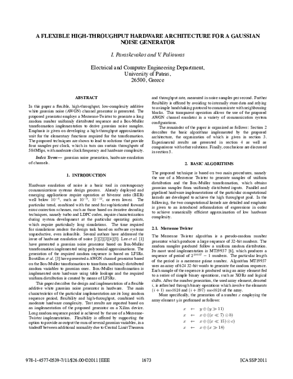 (PDF) A flexible high-throughput hardware architecture for a gaussian ...