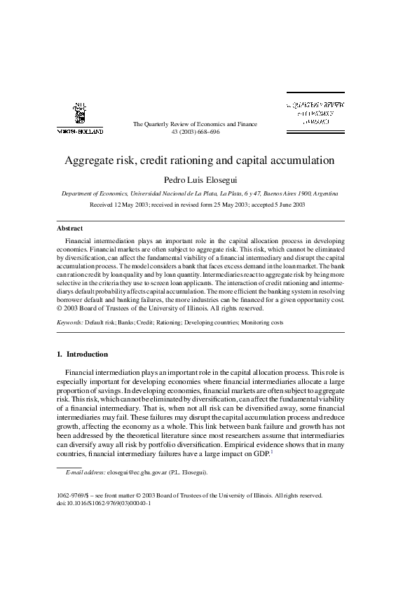 (PDF) Aggregate risk, credit rationing and capital accumulation