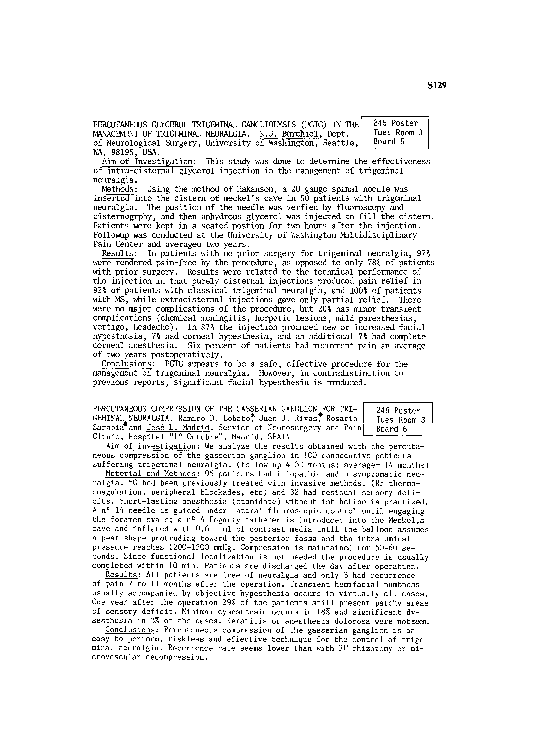 (PDF) Percutaneous compression of the gasserian ganglion for trigeminal ...