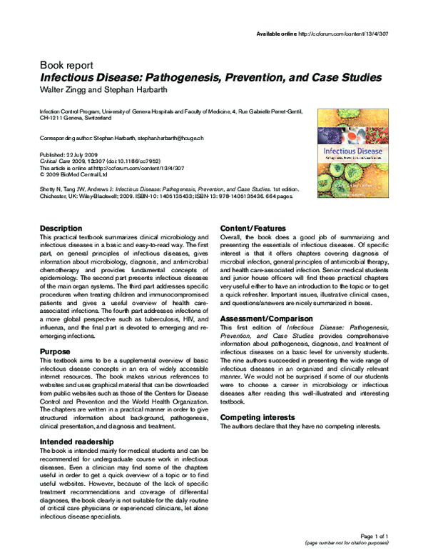 (PDF) Infectious Disease: Pathogenesis, Prevention, and Case Studies