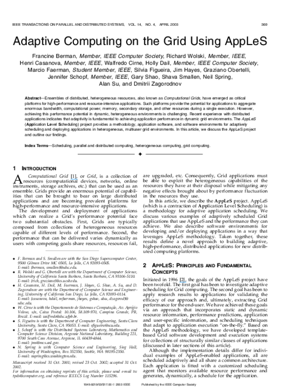 (PDF) Adaptive computing on the grid using AppLeS