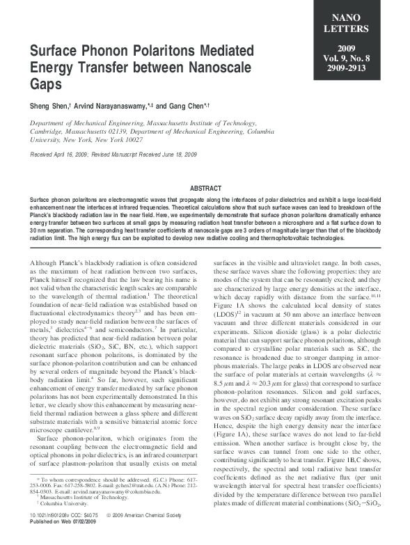 (PDF) Surface phonon polaritons mediated energy transfer between ...