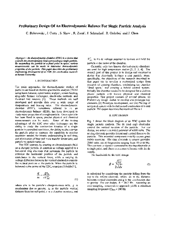 (PDF) Preliminary design of an electrodynamic balance for single ...