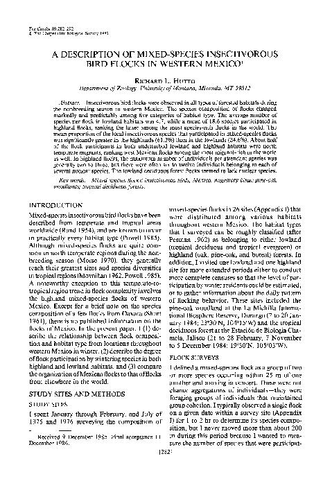 (PDF) A description of mixed-species insectivorous bird flocks in ...