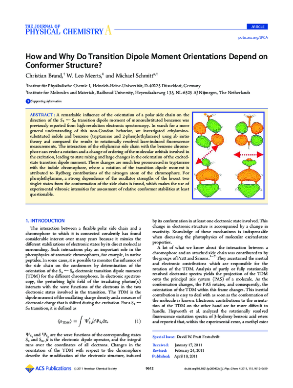 (PDF) How and Why Do Transition Dipole Moment Orientations Depend on ...