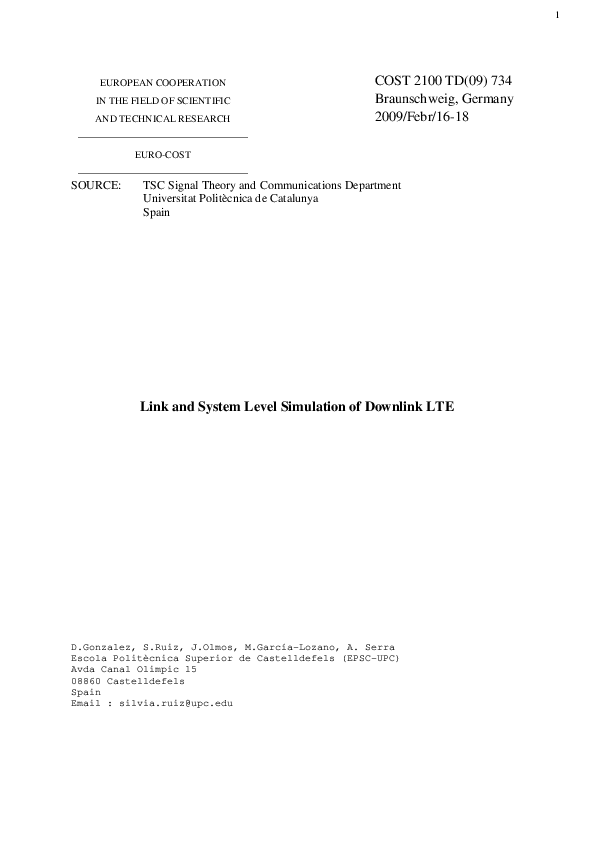 (PDF) Link and system level simulation of downlink LTE