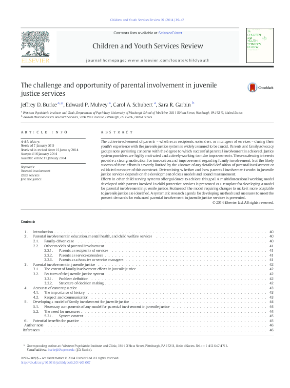 (PDF) The challenge and opportunity of parental involvement in juvenile ...