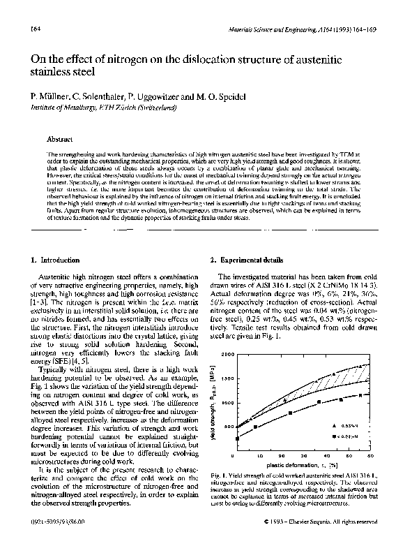 (PDF) On the effect of nitrogen on the dislocation structure of ...
