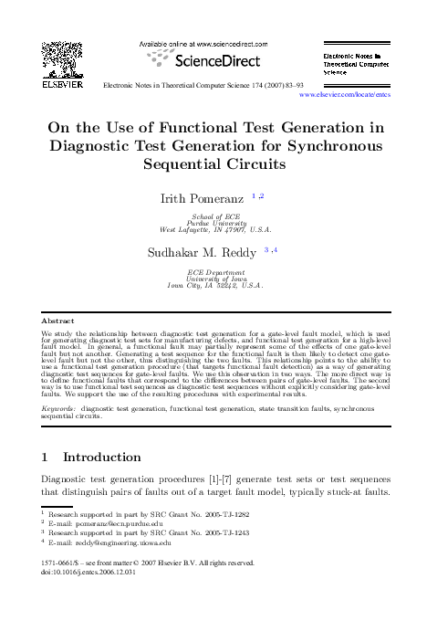(PDF) On the Use of Functional Test Generation in Diagnostic Test ...
