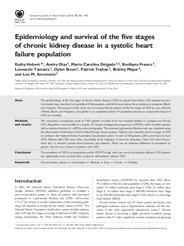 (PDF) Epidemiology and survival of the five stages of chronic kidney ...