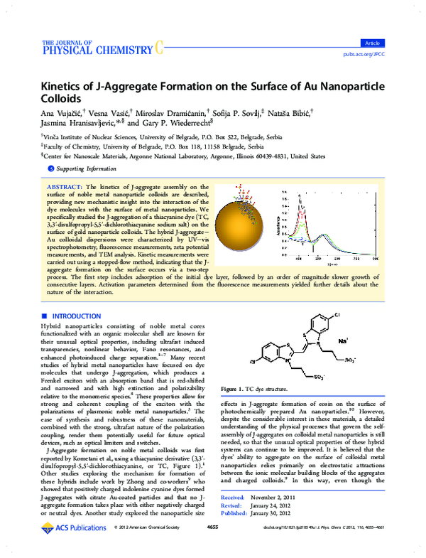 (PDF) Kinetics of J-Aggregate Formation on the Surface of Au ...