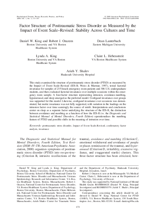 (PDF) Factor Structure of Posttraumatic Stress Disorder Symptoms in OEF ...