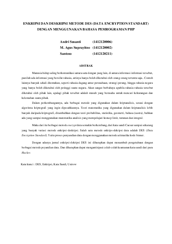 (PDF) ENKRIPSI DAN DESKRIPSI METODE DES (DATA ENCRYPTION STANDART_M ...