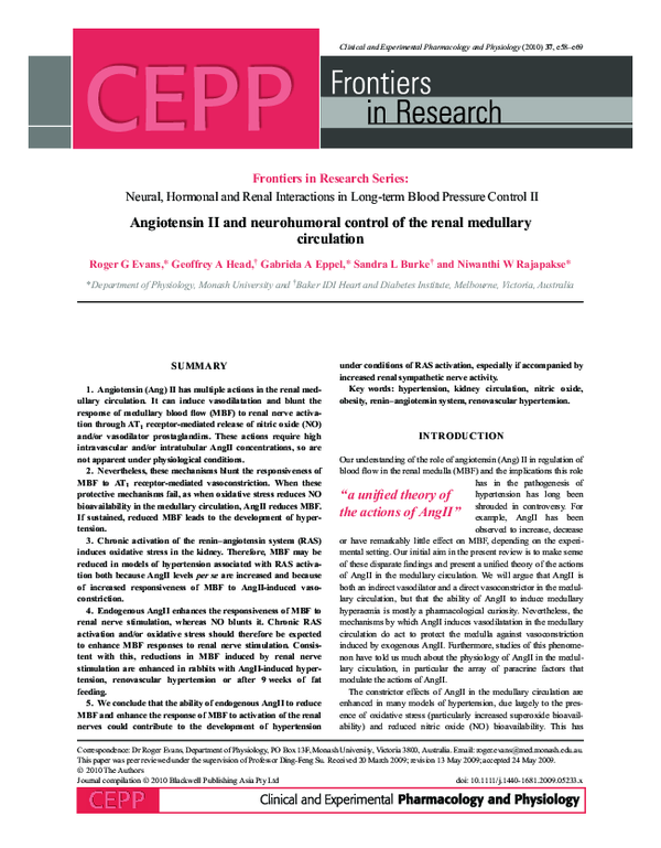 (PDF) Angiotensin II and neurohumoral control of the renal medullary ...