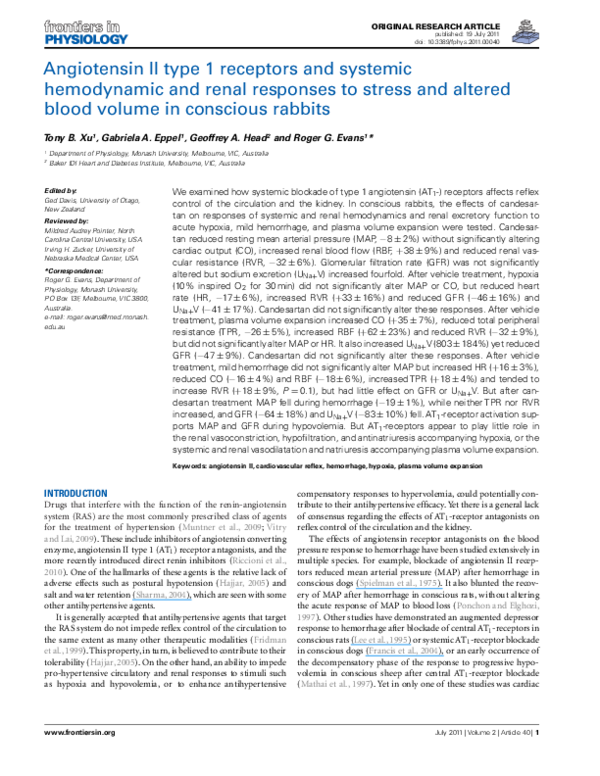 (PDF) Angiotensin II Type 1 Receptors and Systemic Hemodynamic and ...