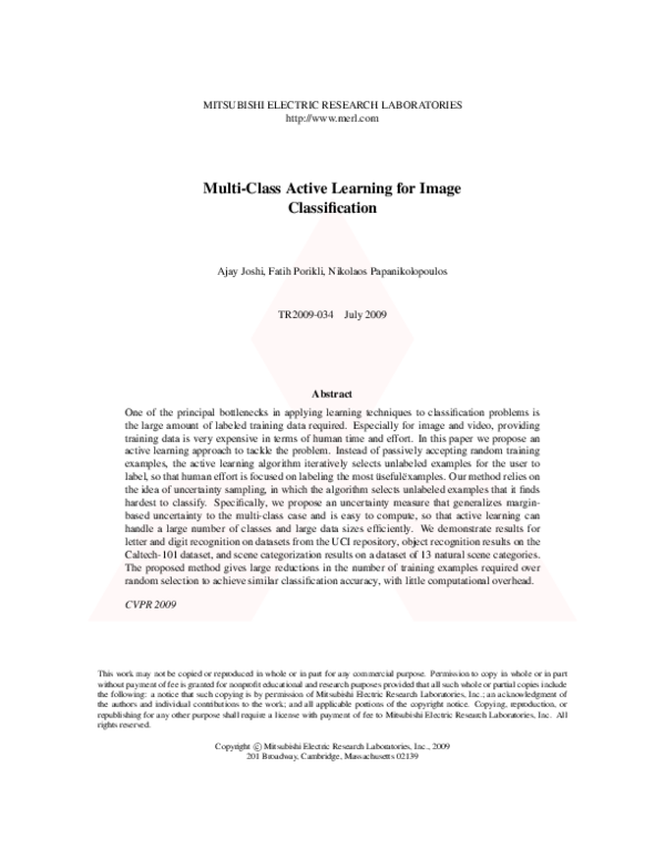 (PDF) Multi-class active learning for image classification