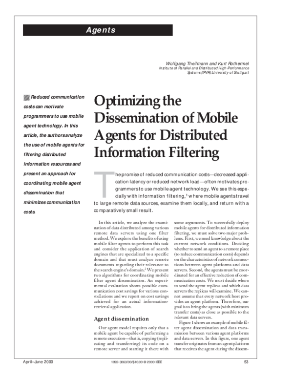 (PDF) Optimizing the dissemination of mobile agents for distributed ...