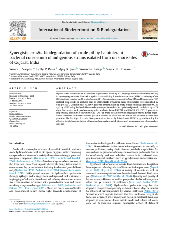 (PDF) Synergistic ex-situ biodegradation of crude oil by halotolerant ...
