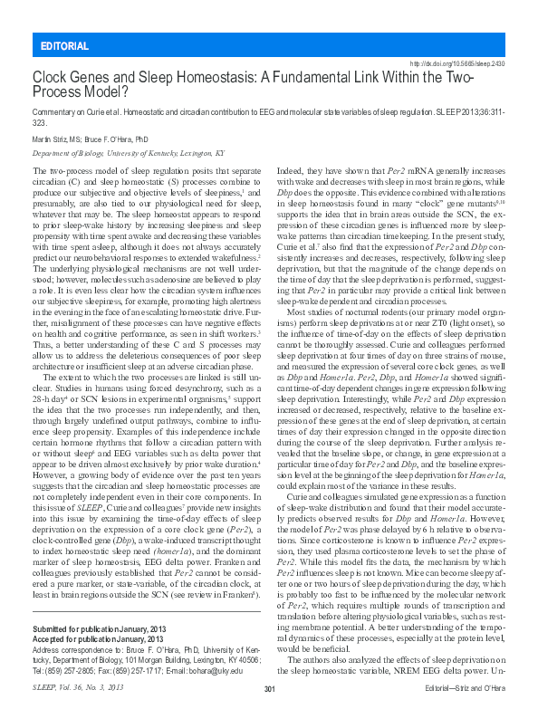 (PDF) Clock Genes and Sleep Homeostasis A Fundamental Link Within the