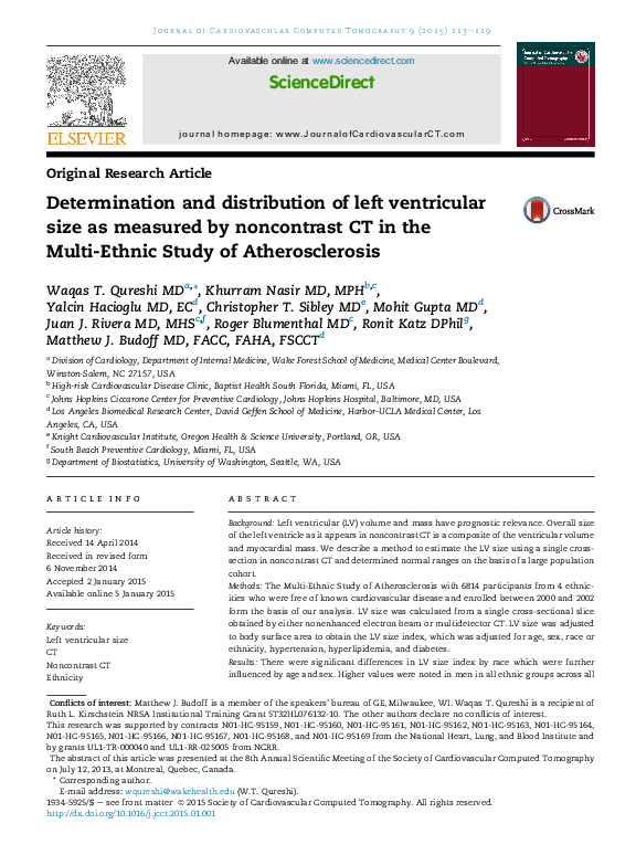 (PDF) Determination and distribution of left ventricular size as ...