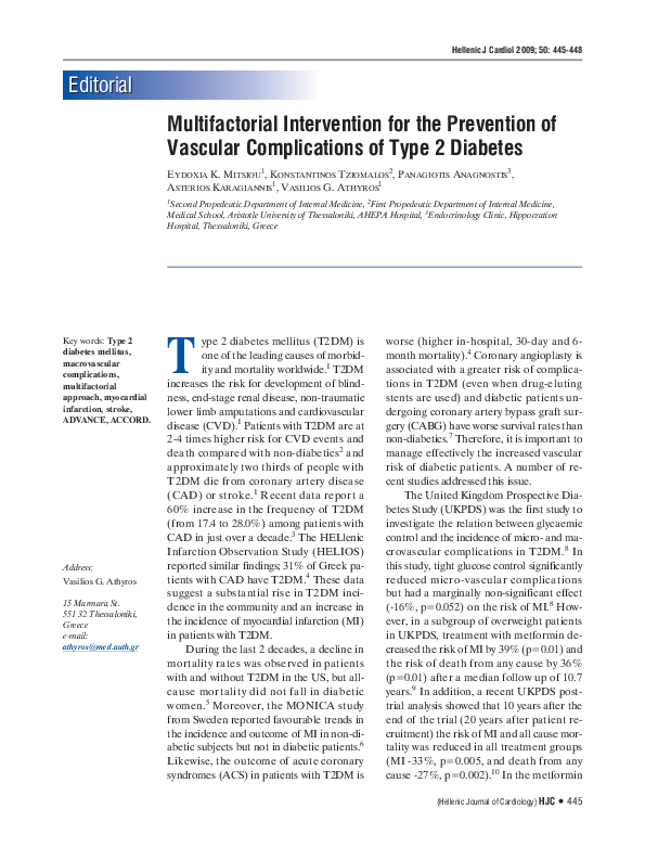 (PDF) Multifactorial intervention for the prevention of vascular ...