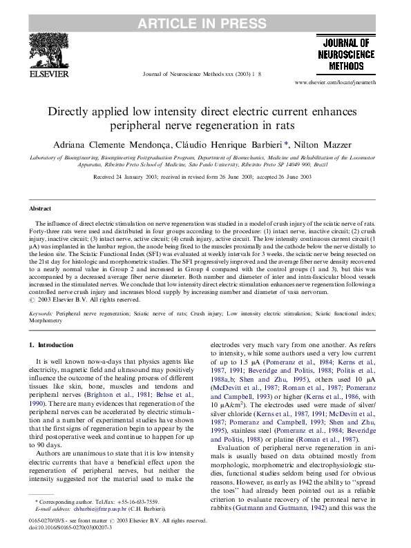 (PDF) Directly applied low intensity direct electric current enhances ...