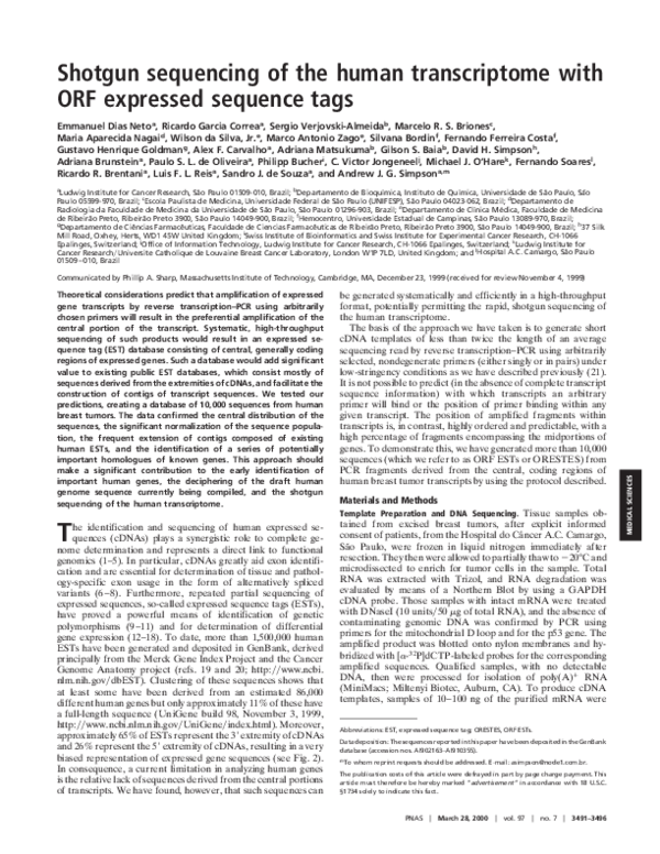 (PDF) Shotgun sequencing of the human transcriptome with ORF expressed ...