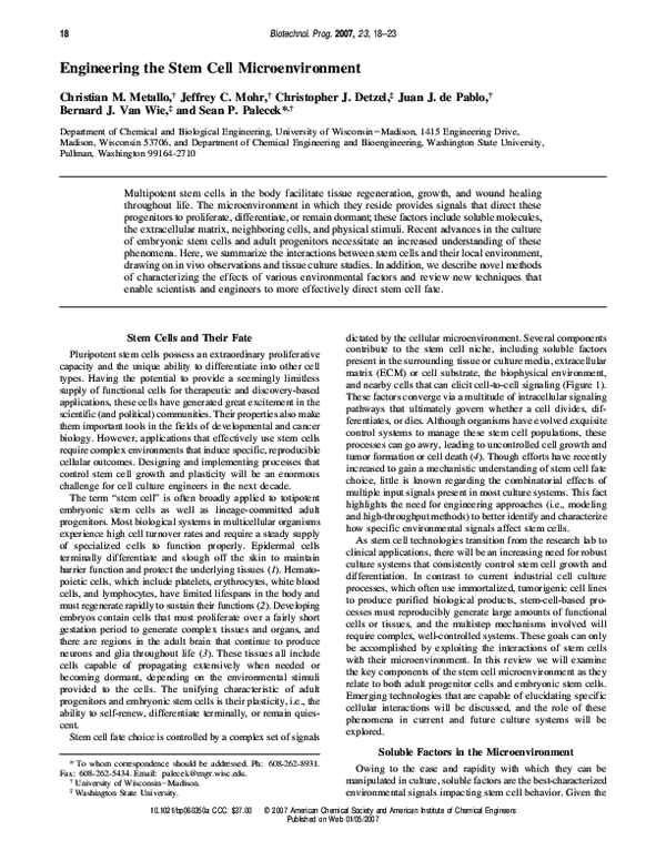(PDF) Engineering the Stem Cell Microenvironment