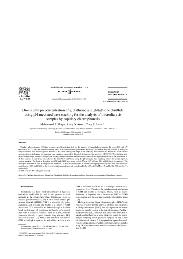 (PDF) On-column preconcentration of glutathione and glutathione ...