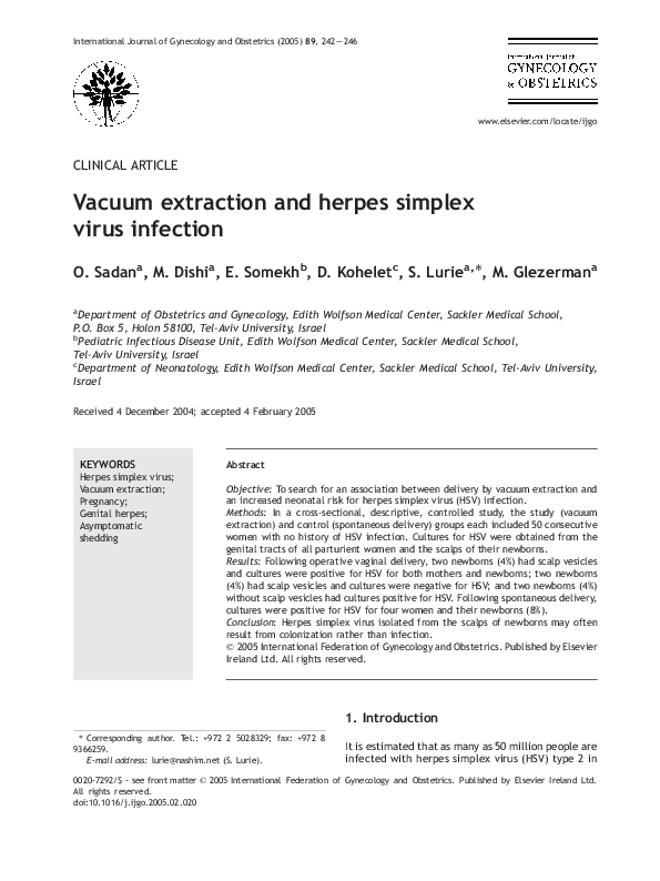 (PDF) Vacuum extraction and herpes simplex virus infection Oscar