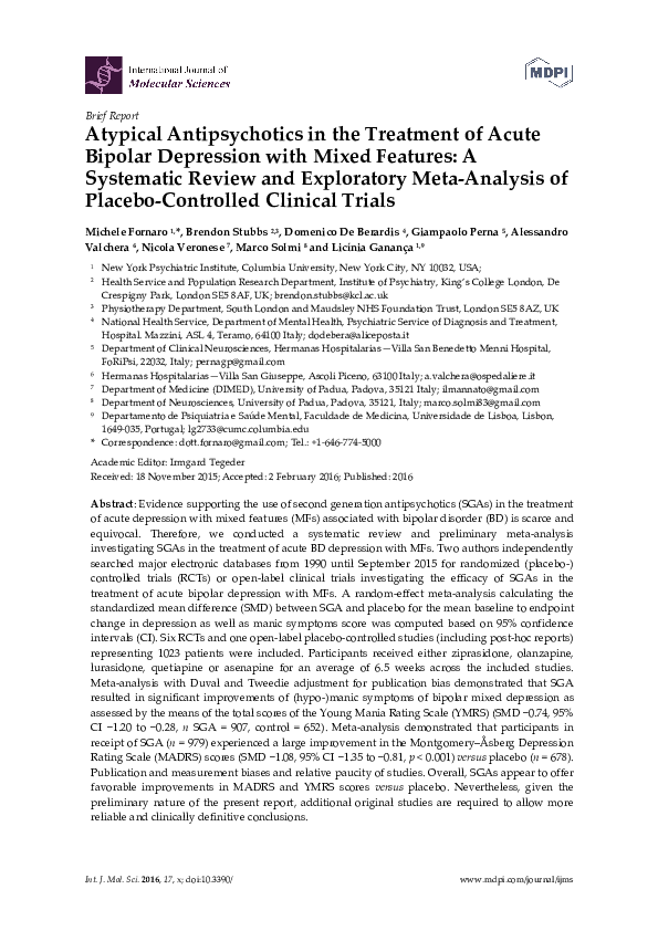 (PDF) Atypical Antipsychotics in the Treatment of Acute Bipolar ...
