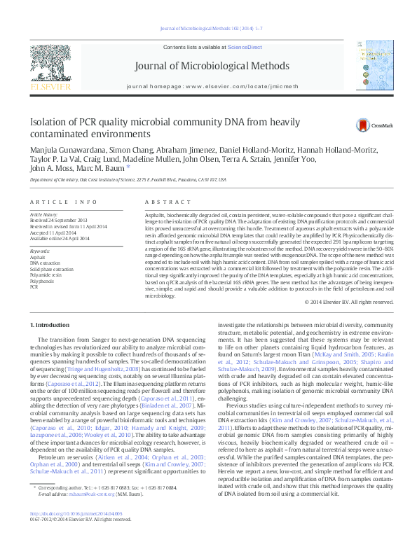 (PDF) Isolation of PCR quality microbial community DNA from heavily ...