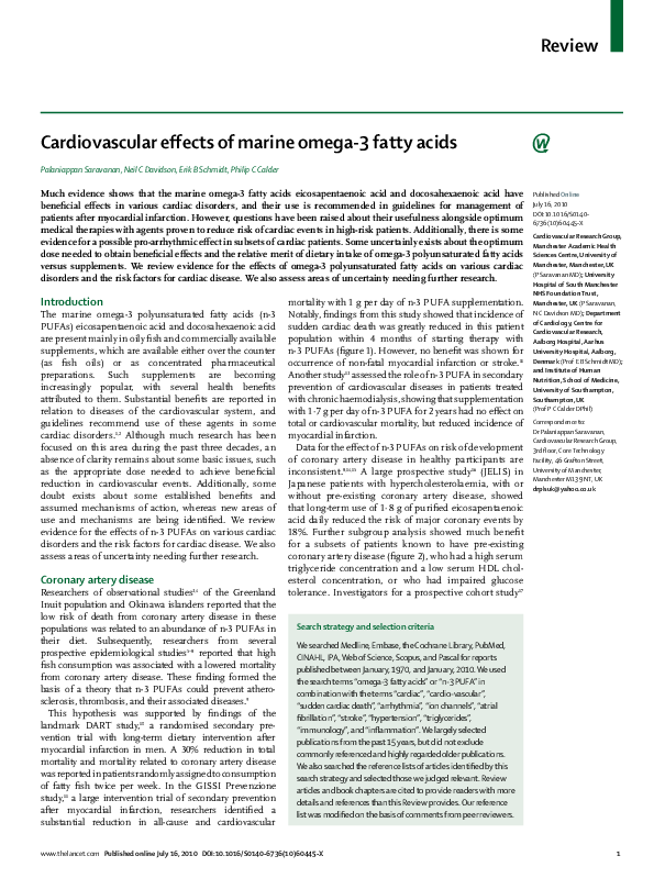 (PDF) Cardiovascular effects of marine omega-3 fatty acids